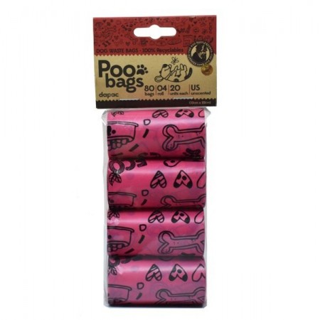 Bolsas poo bags reciclables rosas 4*20