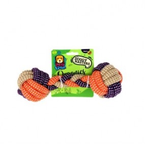 DOGGY MASTERS ORGANICS YUTE PLAY HUESO BORDADO NARANJA Y MORADO