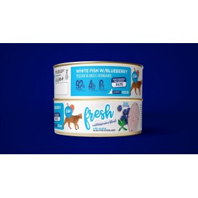 Fresh paté de pescado blanco con arándanos para gatos adultos 85 g