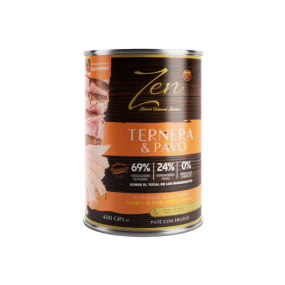 ZEN Paté con trozos para perros. Ternera y pavo 400 gr.