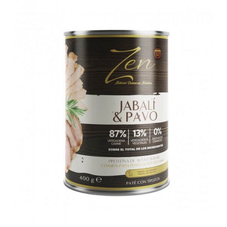 ZEN Paté con trozos para perros. Ternera y pavo 400 gr.
