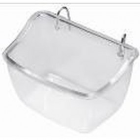 Comedero interior c/ ganchos para loro transparente